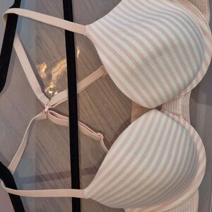 Auden Pink & White Stripes Everyday Underwire Padded Cup T-Shirt Bra 36A Demi